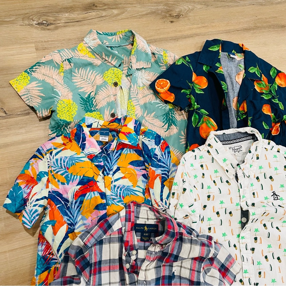 LOT spring, summer boy button-up short sleeve shirts 4T